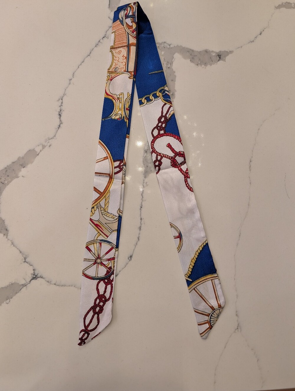Blue & White with Nautical Chain Print Twilly